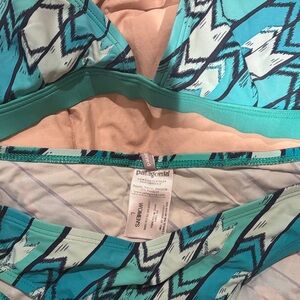 Patagonia Teal and Blue Zigzag Bikini